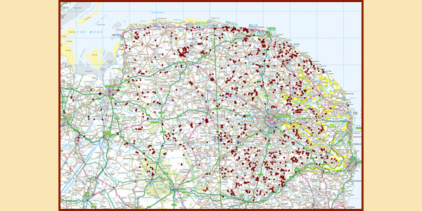 Map of arable margins surveyed 2008 to 2012